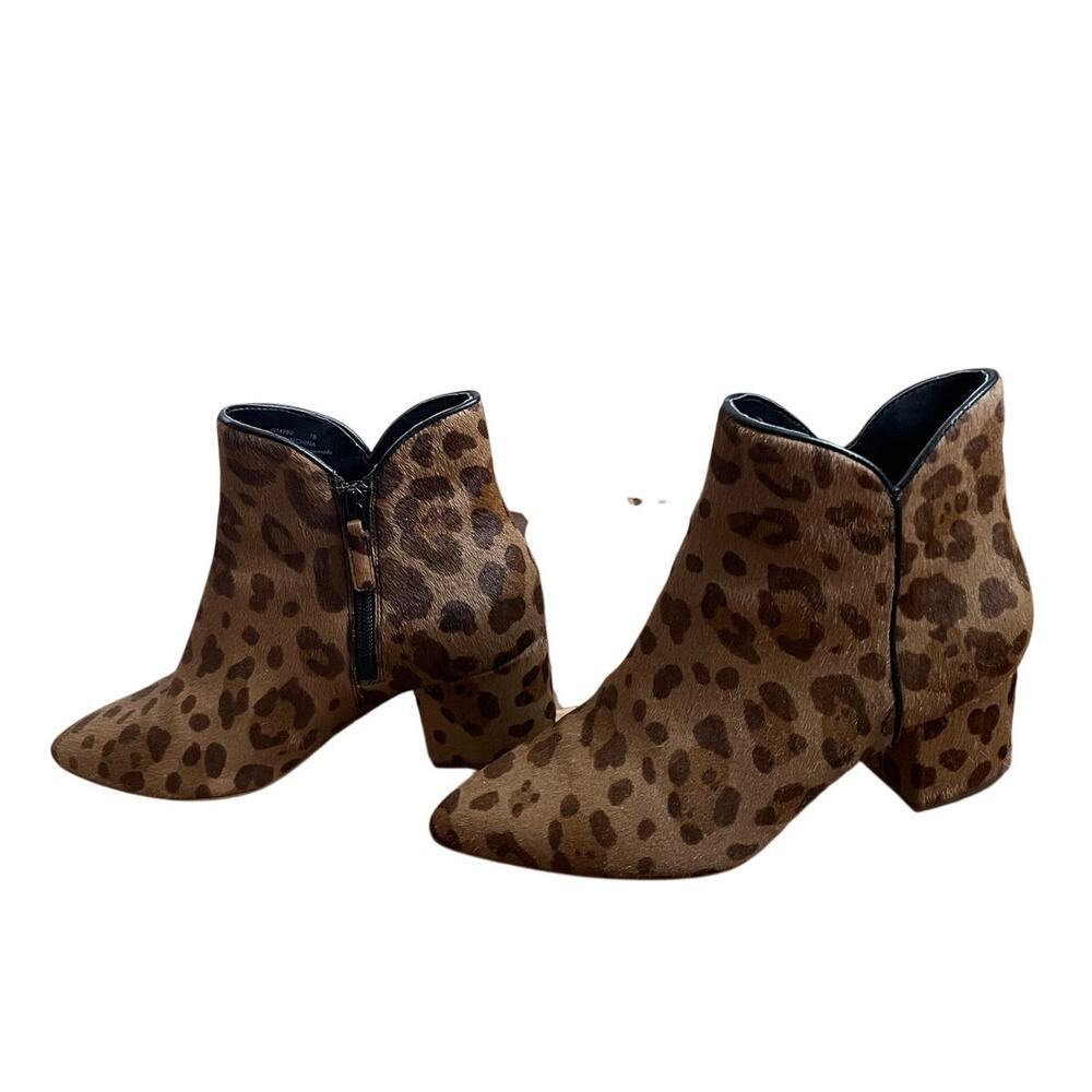 Cole Haan Elyse Leopard Print Heeled Booties size 7 2.5" Heel Ankle Boot Brown - Picture 3 of 8